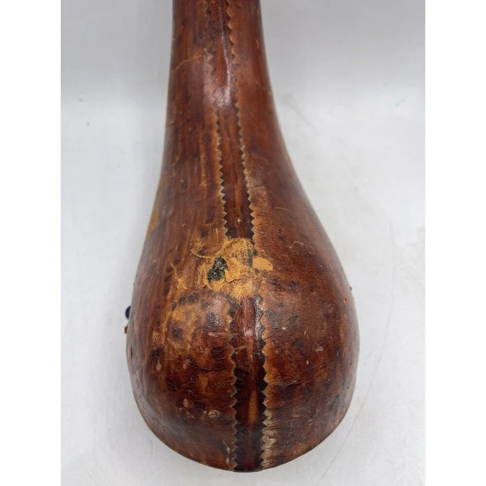 Italian Brown Leather Whale Liquor Glass Bottle Decanter : Blue Eye : EMPTY